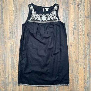 J. Crew Factory Black Sleeveless Dress with Embroidery